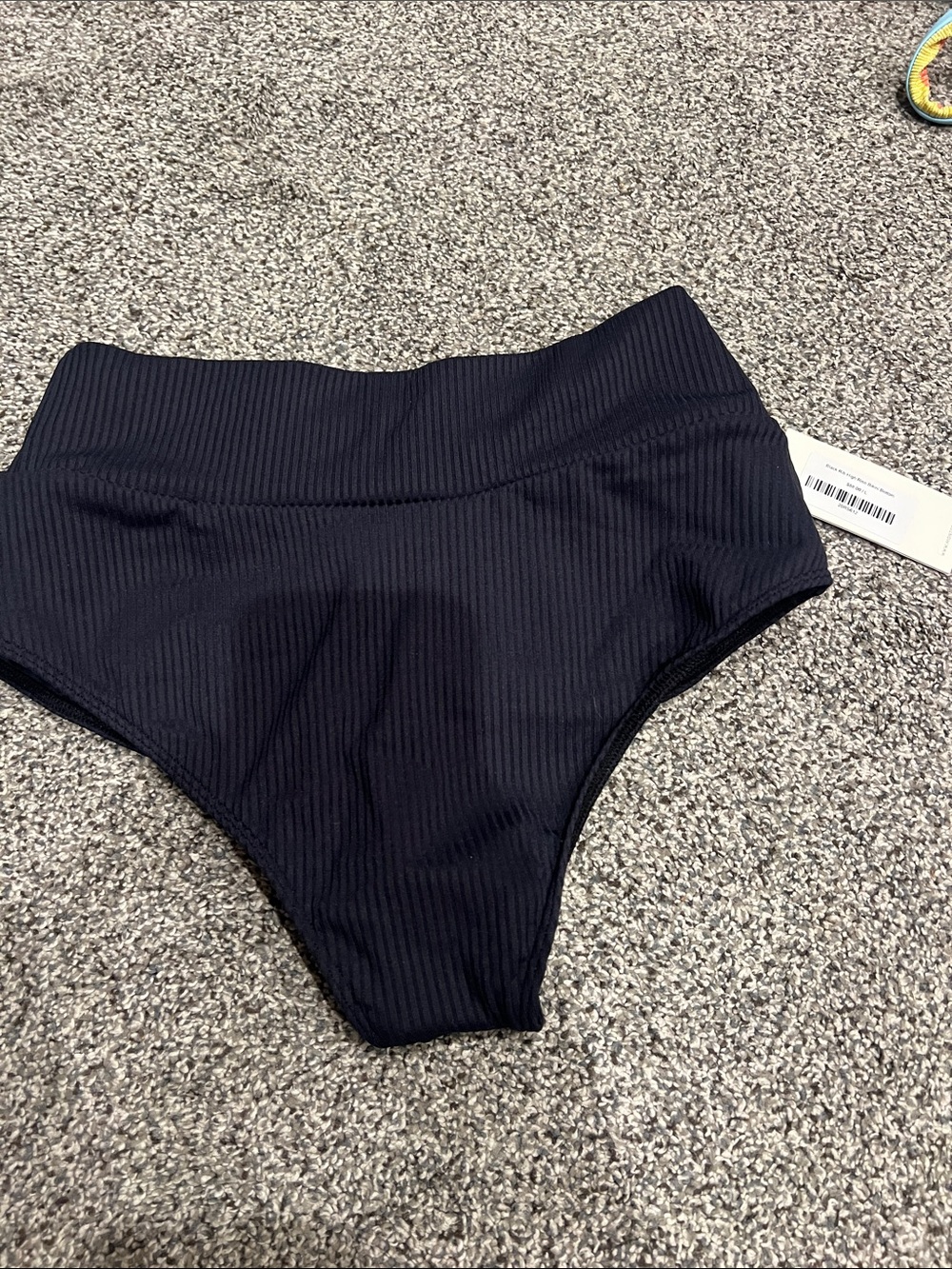 Montce Black Ribbed High-Rise Bikini Bottom